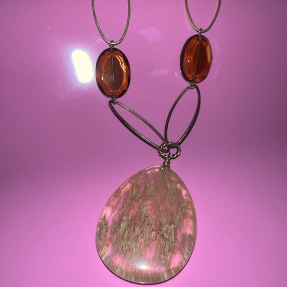 LIA SOPHIA "RETIRED" "Raw Sugar" Tan and Rose Quartz Necklace - Preloved - Picture 4 of 4